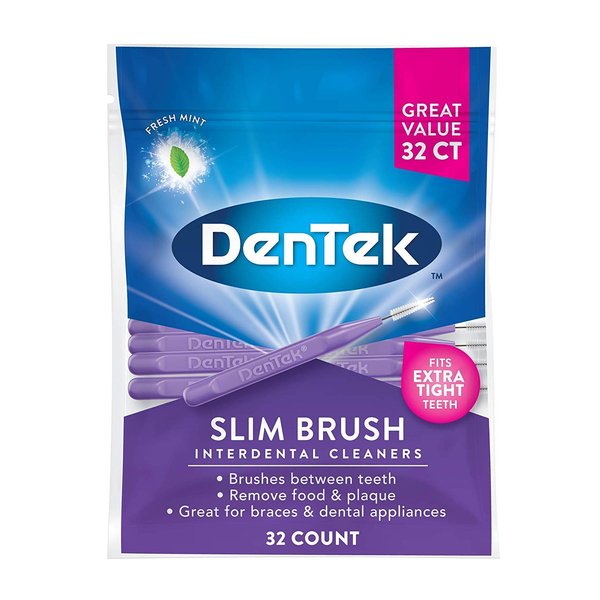 DenTek Slim Brush Advanced Clean Tight Teeth 32 Count (Pack of 2)