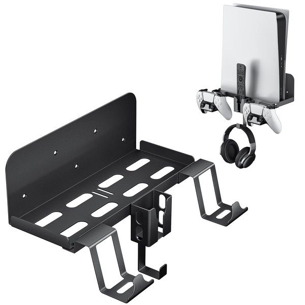 Allnice PS5 Wall Mount, 5 IN 1 Playstation 5 Wall Mount (Disc and Digital Edition) Wall Bracket for Playstation 5 with Detachable Controller Holder & Headphone Hanger & Remote Control Bracket (Black)
