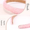 Vovii Rhinestone Headband & Hair Claw Clip for Women, Beaded Padded Crystal Headband Cute Square Claw Clips for Thick Hair, Glitter Claw Clip Bling Pearls Headband for Hair Fashion Accessories (Pink)