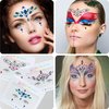 Face Gems-6Sheets Face Jewels Stick On+30g Chunky Glitter, Rhinestones Noctilucent Stickers Temporary Tattoos-Eye Body Euphoria Makeup Rave Clothes Carnival Festival Outfit Gifts For Women(3Luminous)