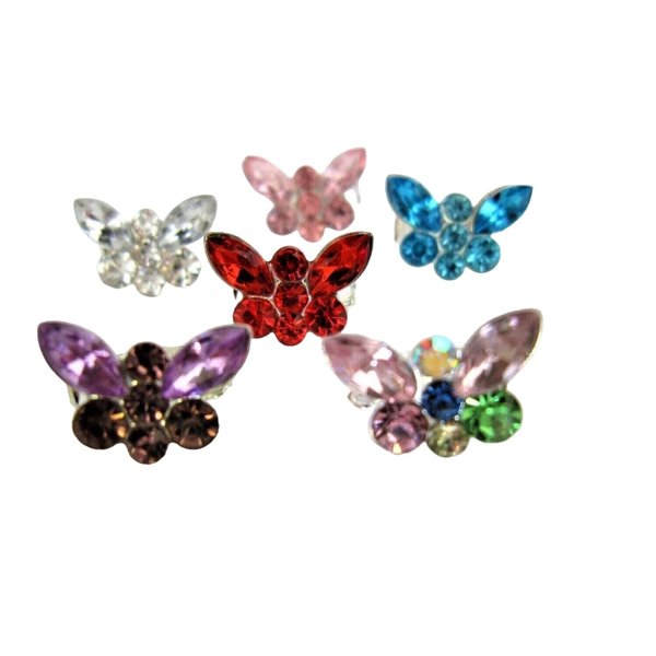 Extra tiny mini silver butterfly crystal hair barrette clip bridal clip bridal (Primary color: Blue)
