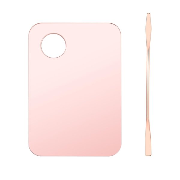 Beautifultracy 1 Pc Acrylic Cosmetic Makeup Palette with Makeup Spatula Tool Makeup Mixing Tray Apply for Foundation Eye Shadow Lipsticks Nail Art Beauty Salon (Rose gold)
