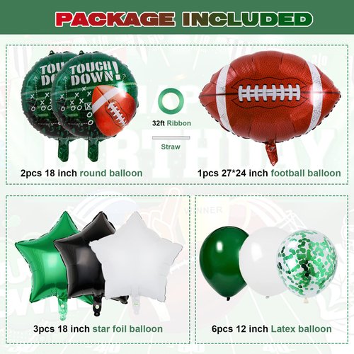 Football Party Balloons,27 Inch Football Shape Balloon Mylar Foil Latex Balloon Bouquet for Kids Teenagers Sport Theme Birthday Party Decors, Super Sunday Touchdown Party Decors Supplies