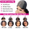 denacfi 5x5 HD Lace Closure Wigs Human Hair 250% Density Glueless Wigs for Beginners Pre Plucked Pre Cut Body Wave Lace Front Wigs Human Hair Closure Wigs for Women Natural Black 24 Inch