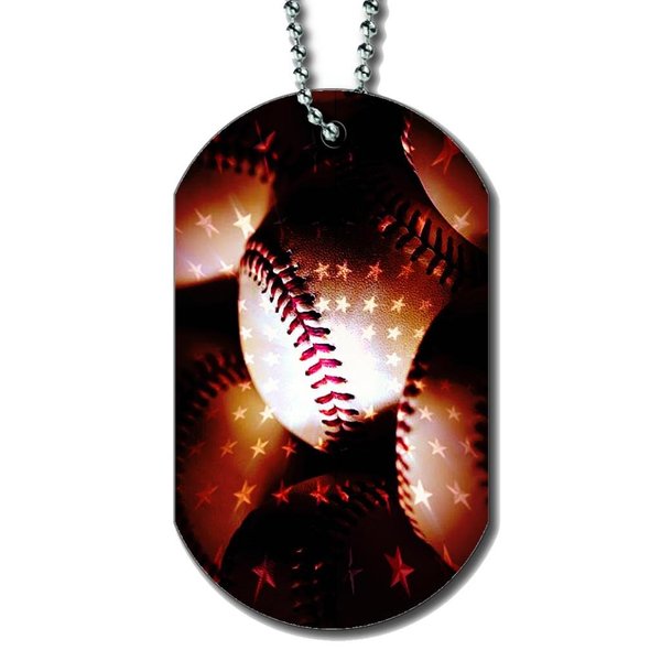 American Flag Baseball - Dog Tag Necklace