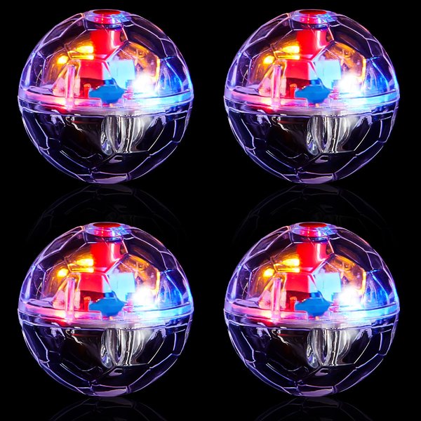 Frienda 4 Pieces Ghost Hunting Cat Ball Motion Light Up Cat Balls LED Motion Activated Cat Ball Motion Light Up Cat Dog Interactive Toys Pet Glowing Mini Running Exercise Ball Toys (Transparent)