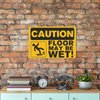 Caution Floor May Be Wet Sign, 8"x12" Aluminum Tin Sign, Outdoor Caution Sign Metal, Easy to Mounting, Indoor or Outdoor Use for Bedroom Door, Made in The USA