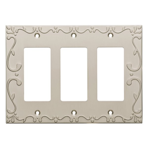 Franklin Brass Classic Lace (1-Pack) Decorative Light Switch Cover Brushed Nickel 3-Gang Decorator/Rocker Wall Plate Triple Switch Plate Cover Electrical Outlet Covers W35079-SN-C