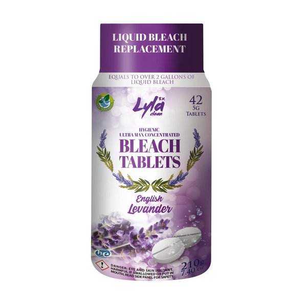 Lyla 3X Clean Ultra Max Bleach Tablets for Laundry and Cleaning. 42 Tablets 7.4 OZ Phosphate Free Replaces Liquid Bleach (Levander)