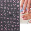 4 Sheets Embossed Bow Nail Stickers,Cute Bows Ribbon Nail Art Stickers Pink Red White French Bowknot Star Heart Nail Decals Y2K Butterfly Sticker Nails for Nail Design Nail Decor Nail Art Supplies