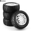 Chanmoo 1/10 RC Off Road Tires and Wheels 12mm Hex Rubber Short Course Truck Tyres with Foam Insert for 1:10 Scale Buggy Car ARRMA Traxxas Wltoys 144001 Losi HSP 94107 94170 94155 94177 4PCS (White)