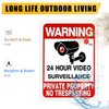 4 Pack No Trespassing Signs Private Property, Metal 24 Hour Video Surveillance Signs for Home and Outdoor, Aluminum 7*10 inchs, Warning Signs for Property,Security Camera Sign for Yard and Home (8617)