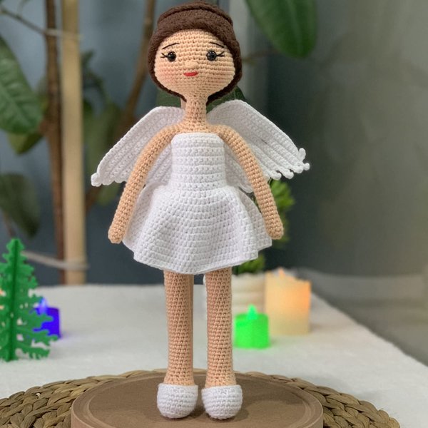 Natural Fiber Crochet Doll,Cute and Cuddly Handmade Plush Toy,Perfect, Tiny Handmade Stuffed Toy for Infants and Toddlers,Amigurumi Crochet Doll (Hazel)