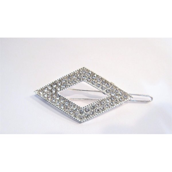 Generic Diamond shaped silver metal crystal hair pin clip barrette