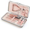 leiwo Manicure Set,Pedicure Kit Nail Scissors Stainless Steel Professional Toenails Cuticle Cutter Clipper Fingernails Grooming Kit with Pink Leather Travel Case (12pcs Pink)