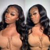 R&C Beauty Body Wave Lace Front Wigs For Black Women Synthetic 13x2.5 pre plucked Lace Front Wigs Natural Looking Black Glueless Wigs 180% Density 22inch