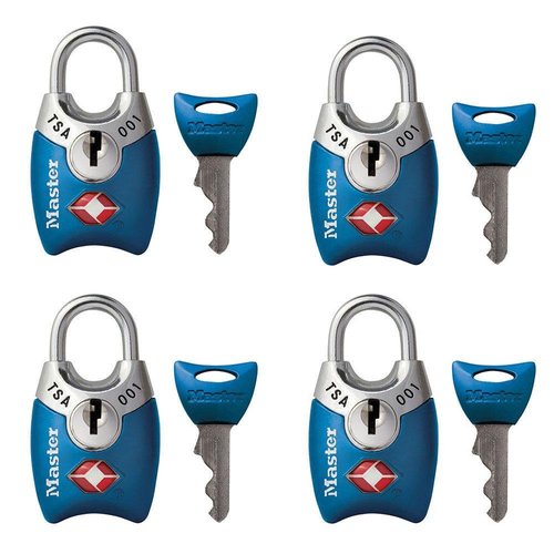 Master Lock 4689Q TSA Approved Luggage Lock, 4 Pack, Colors May Vary