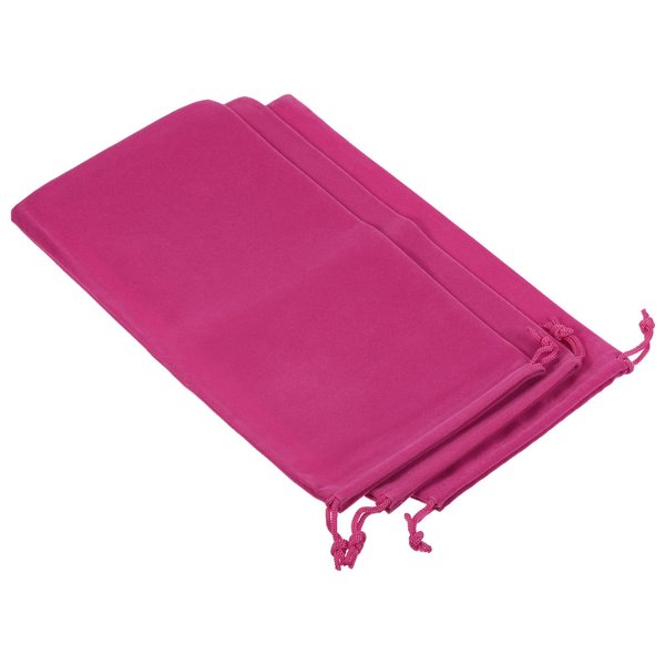 PATIKIL 30x15cm Microfiber Pouch, 3Pcs Soft Storage Drawstring Gift Bag for Glasses Wedding, Rose Red