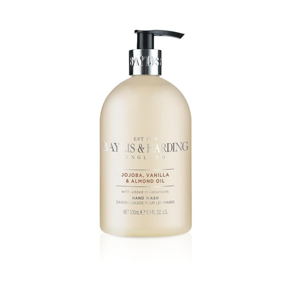Baylis & Harding Liquid Hand Soap Wash with Dispenser, Jojoba, Vanilla & Almond Oil, 16.9oz/500ml
