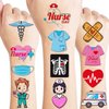 82 Pcs Nurse Temporary Tattoos Sticker for Kids Medical Nurse Graduation Themed Birthday Party Decorations Supplies Favors Celebration Gifts Ideas Girls Boys Baby Showers Cute Tattoo Classroom Reward