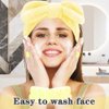 FOSUYI Spa Headband for Washing Face Sponge Bubble Headbands Face Wash headband and wristband set for Women Girls Makeup Skincare Cute Head Wear Portable Hair Accessory for Travel (Yellow)