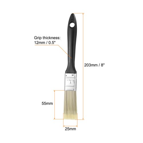 HARFINGTON 28pcs Flat Paint Brush 1" Reusable Plastic Grip Metal Ferrule Synthetic Bristle Paintbrushes for Wall Cabinet Decks Fences Interior Exterior Painting