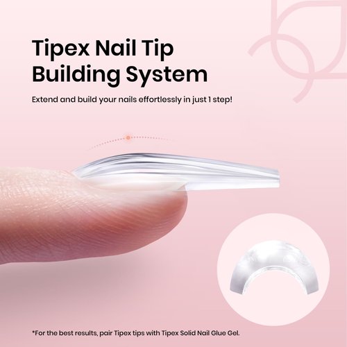Beetles Tipex Instant Apex Nail Tips,120Pcs Pre-building & Pre-Etched Gel Nail Tips Long Coffin Thicker Acrylic Nails Strong Full Cover False Nail Extension Building Gel Press-on Nails for Flat Nails