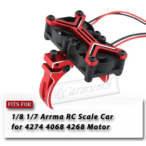 Rcarmumb Motor Cooling Fan Upgrades Part for 1/8 1/7 Arrma RC Car,Brushed Brushless 20000 RPM High Speed 30mm Cooling Fan Heatsink with 40-42mm Adjustable Mount for 4274 4068 4268 Motor,Red