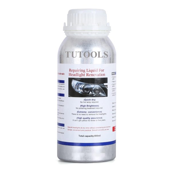 TUTOOLS 800ML Headlight Restoration Liquid,Automobile Headlight Lens Polish Repair Liquid, Car Headlight Scratch Restoring Fluid for Repair Headlight Yellowing, Haze, Scratches