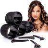 MIRZIANS 4PCS Jumbo Heatless Hair Rollers with 4 Clips- Self Holding Velcro Curlers for Volume only Hairs-Gripping Sticky Hair Curler- No Heat Rollers for Hair Volume Tool-Black Rollers. (66mm*8)