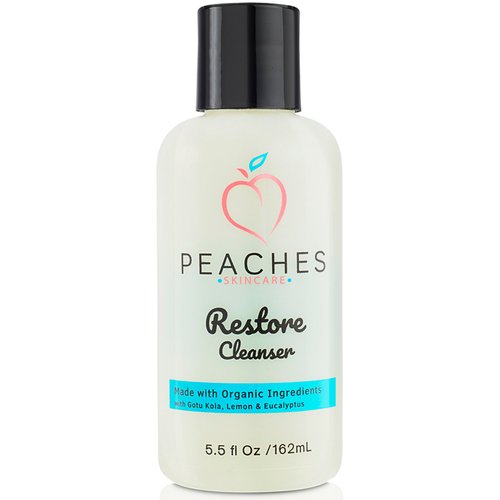 Peaches Skin Care Face Cleanser (5.5 oz) - Post-Workout Face Wash - Vegan Facial Cleanser - Enriched with Gotu Kola, Lemongrass and Eucalyptus