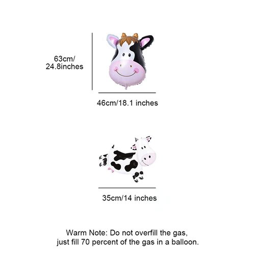 15 Pcs Animal Head Balloons Cow Print Balloons Farm Animal Cow Theme Birthday Party Supplies For Cow Party Decorations, Baby Shower Happy Birthday Party Decorations Supplies Kids Gifts (COW)