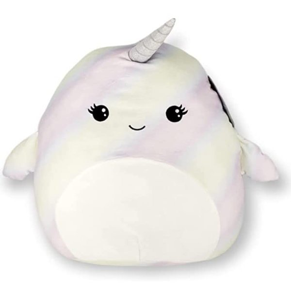 Squishmallows by Kellytoys, Ultra Soft, Pillow pals, Join The Squad (MARIANOVELLA The NARWHA (8 in))