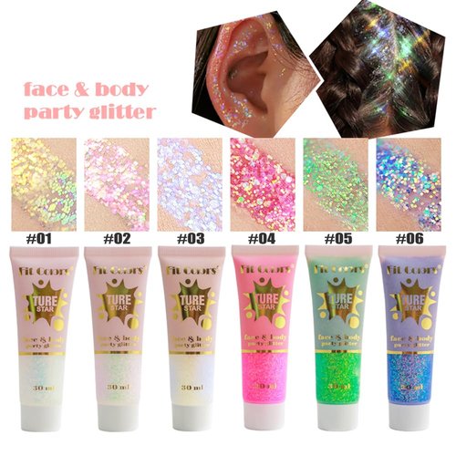 GL-Turelifes Holographic Body Glitter, Chameleon Face Glitter Mermaid Liquid Eyeshadow Fine Glitter for Body, Face, Hair, Halloween Wedding Festival Glitter Sparkling 1.06oz (#04 Pink)