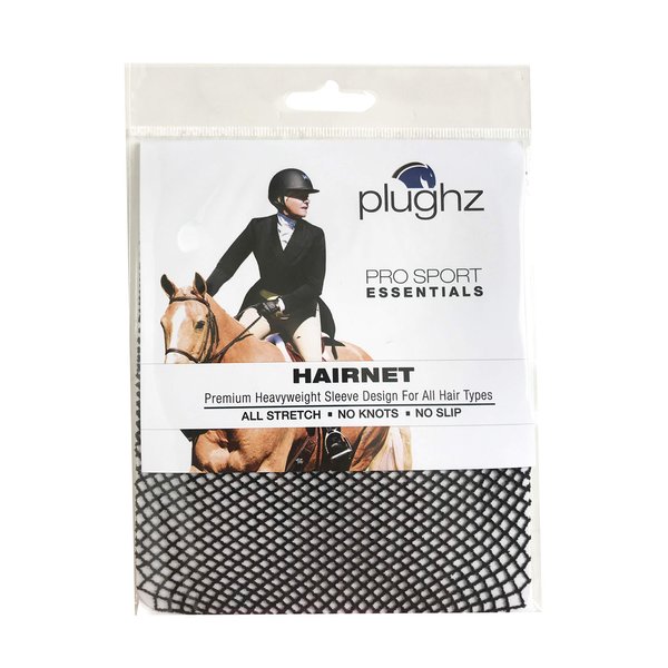 Plughz ProSport Equestrian Sleeve No Knot No Seam No Slip Hair Net (BLACK) 2 Packs