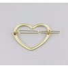 Gold heart barrette outline shape metal hair clip barrette gold shiny clip