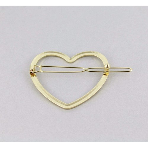 Gold heart barrette outline shape metal hair clip barrette gold shiny clip
