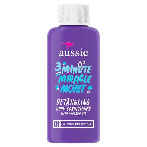 Aussie 3 Minute Miracle Moist Detangling Deep Conditioner Treatment with Avocado Oil, 1.7 Fl Oz, Travel Size, Paraben and Sulfate Free