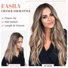 Rich Choices Wire In Hair Extensions Human Hair One Piece Secret Fish Line Hair Piece Halo Hair Extensions Real Human Hair Long Silky Straight #12P613 Golden Brown&Bleach Blonde 18 Inch