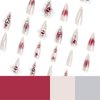 IFMOPETY Goth Nails Press on，Long Spiked Almond Fake Nails - Handmade Red Gem Design for Reusable Fake Nails，12 Sizes - 24 Nail Kit(Gothic)