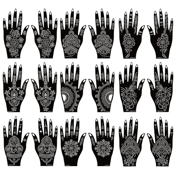 Henna Stencils 18 Sheet Henna tattoo kit Hands henna Tattoo Sticker Indian Temporary Tattoo Stencil Self Adhesive Tattoo Templates