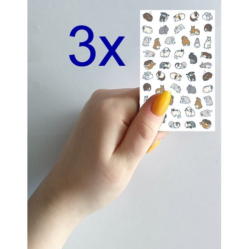 Nail Stickers Decal Transfers (5 Sheets) FLONZNAIL Cute Rabbit Bunny Playing Vintage Illustration