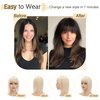 SEGO Hair Toppers for Women Real Human Hair With Bangs 7 * 13CM Silk Base 100% Remy Human Hair Clip in Top Wiglet Hair Pieces for Thinning Hair -16 Inch Ash Blonde&Bleach Blonde