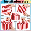 Skyygemm 24 Pcs Carnival Treat Boxes Circus Gable Gift Boxes Red White Striped Paper Favors Box Snack Goodie Boxes for Birthday Christmas Carnival Theme Party Decorations, 6 x 3.5 x 3.5 Inch