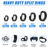200pcs Split Rings Fishing Saltwater High Strength Stainless Steel Fishing Split Rings Hyper Flat Wire Fishing Tackle Hooks Connector for Jigging Lures Bait Black Color