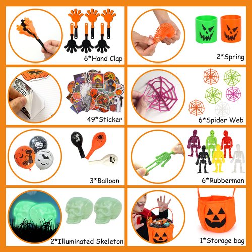 TOY Life Halloween Party Favors 162 Pcs Kids Party Favor Halloween Treats Toys in Bulk Goodie Bags Stuffers Return Gifts for Kids Birthday Party Favor Halloween Trick or Treat Classroom Party Supplies