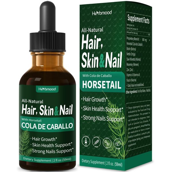 Horsetail Biotin & Rosemary Hair, Skin & Nail Health Drops, Hair Growth Vitamins Supplement. Cola de Caballo, Biotina, Romero Anticaída y Crecimiento en Forma de Gotas para el Cabello, Uñas y Piel.2oz