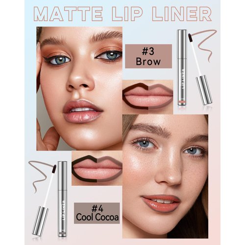 Lip Liner Stain,2pcs Tattoo Magic Peel Off Lip Stain, Long Lasting Lip Stain Peel Off,Waterproof Transfer-Proof,Matte Finish,Highly Pigmented,Nonstick Cup Lipstick Beauty Makeup Set for Women-03+04