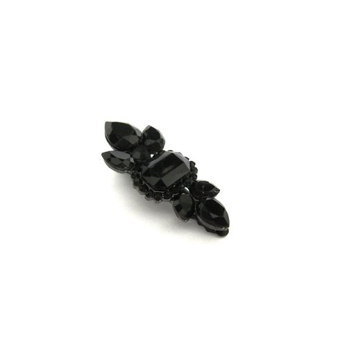 Smaller chuncky black metal black crystal hair pin alligator clip
