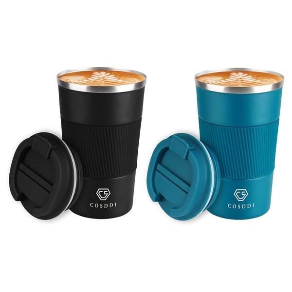 CS COSDDI 12 oz Stainless Steel Vacuum Insulated Tumbler - Coffee Travel Mug Spill Proof with Lid - Coffee Cups for Keep Hot/Ice Coffee,Tea and Beer